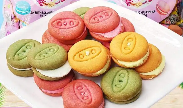 wholesale custom private label Macaron cream filled biscuit cookies