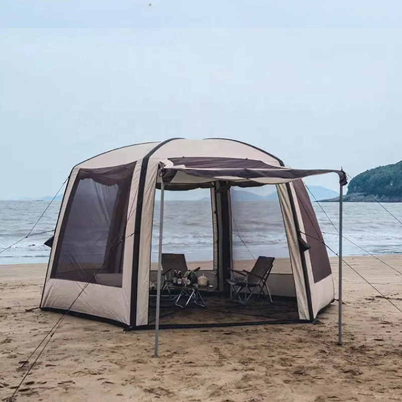 High-End Custom Design Event Hexagonal Glamping Outdoor Camping Inflatable Air Tube Tent For Family Camp