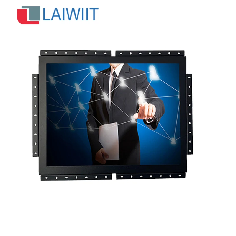 LAIWIIT hot sale embedded 17 inch  touch screen monitor resistive touch wall mount openframe HMI monitor