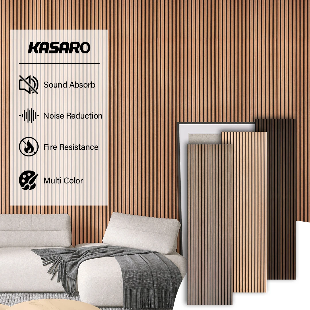 KASARO Sound Proof Absorbing Panels Ceiling Wood Felt Polyester Wall Acoustic Panel For Living Room