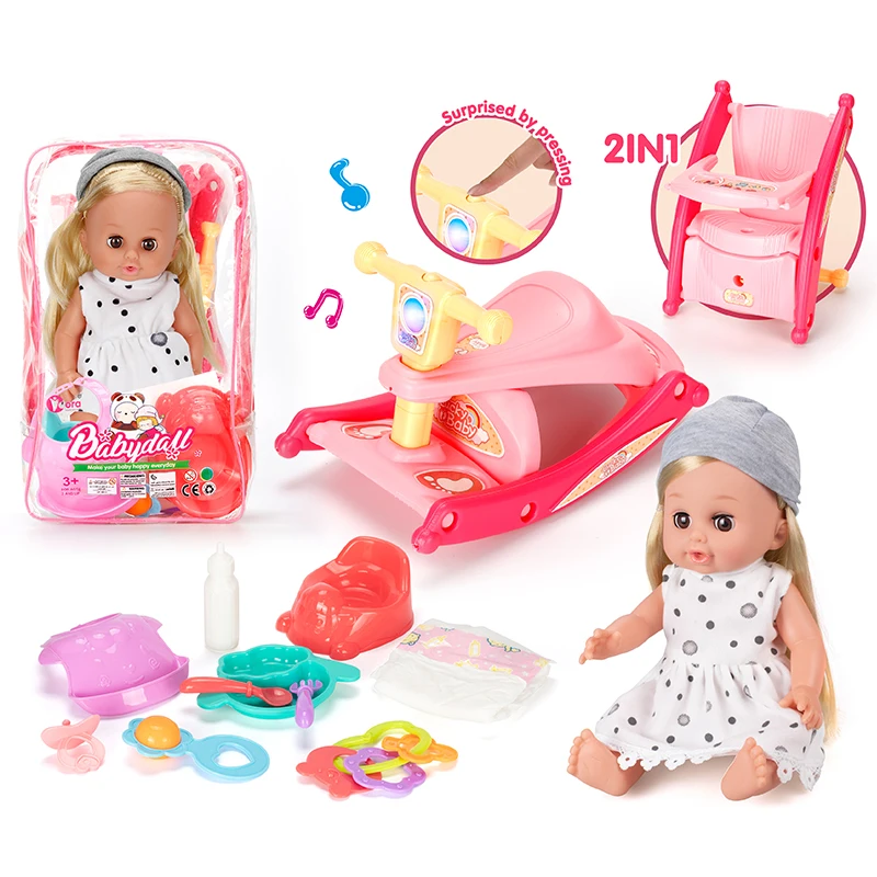 14 Inch 12 Sounds Drinking Water Pee Cute Reborn Baby Chair Dolls Sets for Sale Pretend Play Toys for Kids Girls Baby Toys