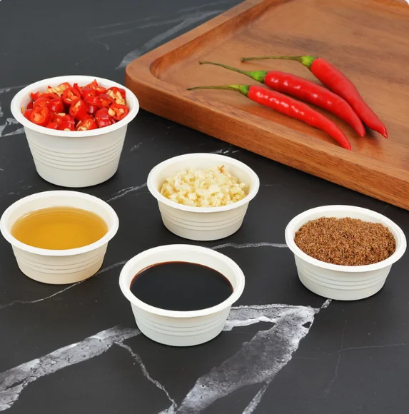 Disposable Biodegradable Compostable CPLA portion cup with lids small sauce cup corn starch cup