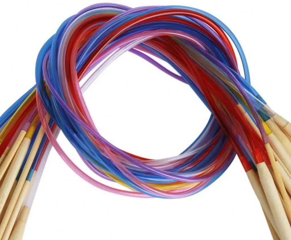 18 Pairs  Circular Knitting Needles 80CM Long Colorful Plastic And Bamboo Circular Knitting Needle Set