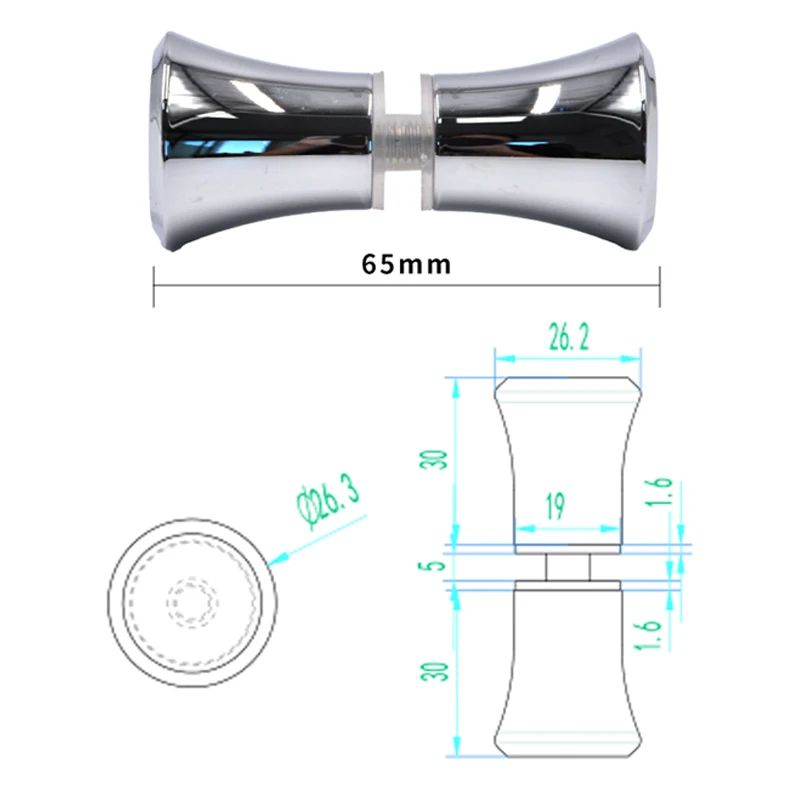 Bathroom Toilet Handle Shower Room E-68 Push Pull Glass Door Handle Zinc alloy Door cabinet pull Handle