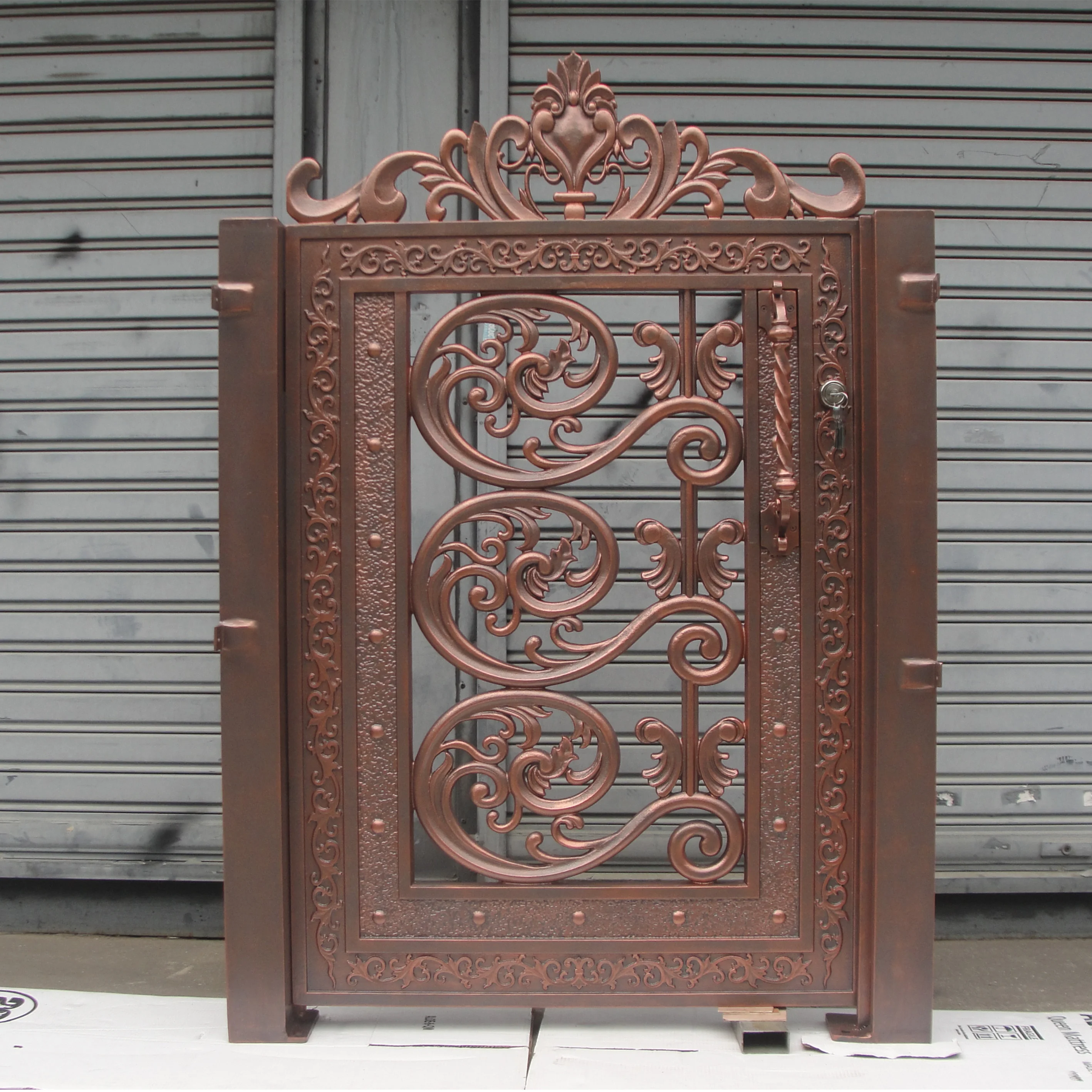 Accept Drawing Design Laser Cut Wrought Iron Profile Garden Gate aluminum main gate / entrance gates with automatic