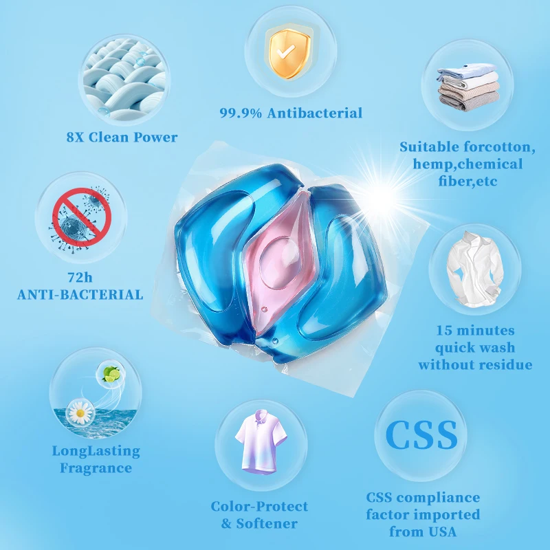 IKEDA 3 in1 laundry liquid capsule premium persil 3 chamber washing capsules detergent organic laundry pods
