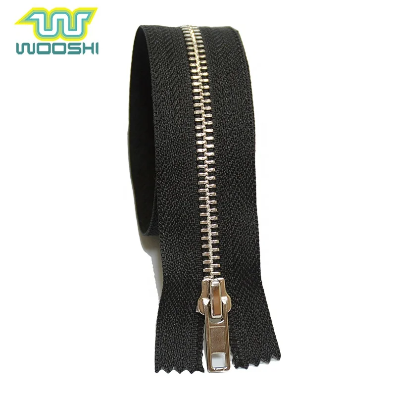 wooshi Zippers Sustainable Shoes Zipper for Bag Brass Zipper Zip Factory Zip Wholesale Price 5# Close End Silver Teeth Metal