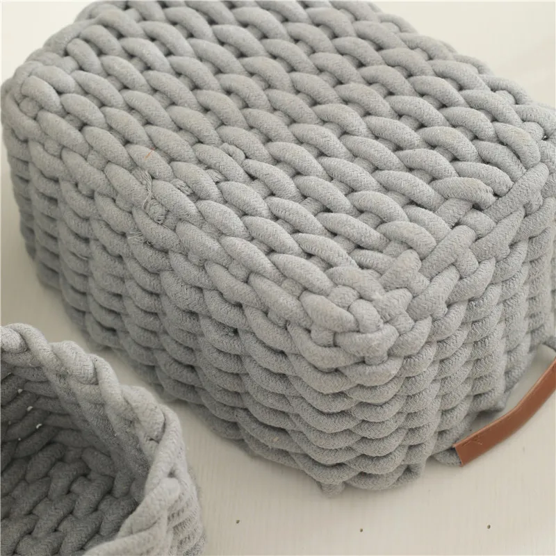 2022 new cotton rope woven storage basket cosmetic pet toy storage box small cotton rope basket for storage