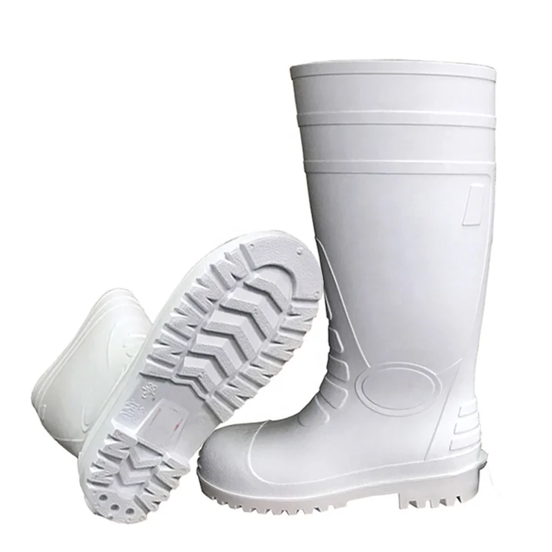 White food industry waterproof chemical resistant puncture proof plastic men pvc safety gum boots with steel toecap