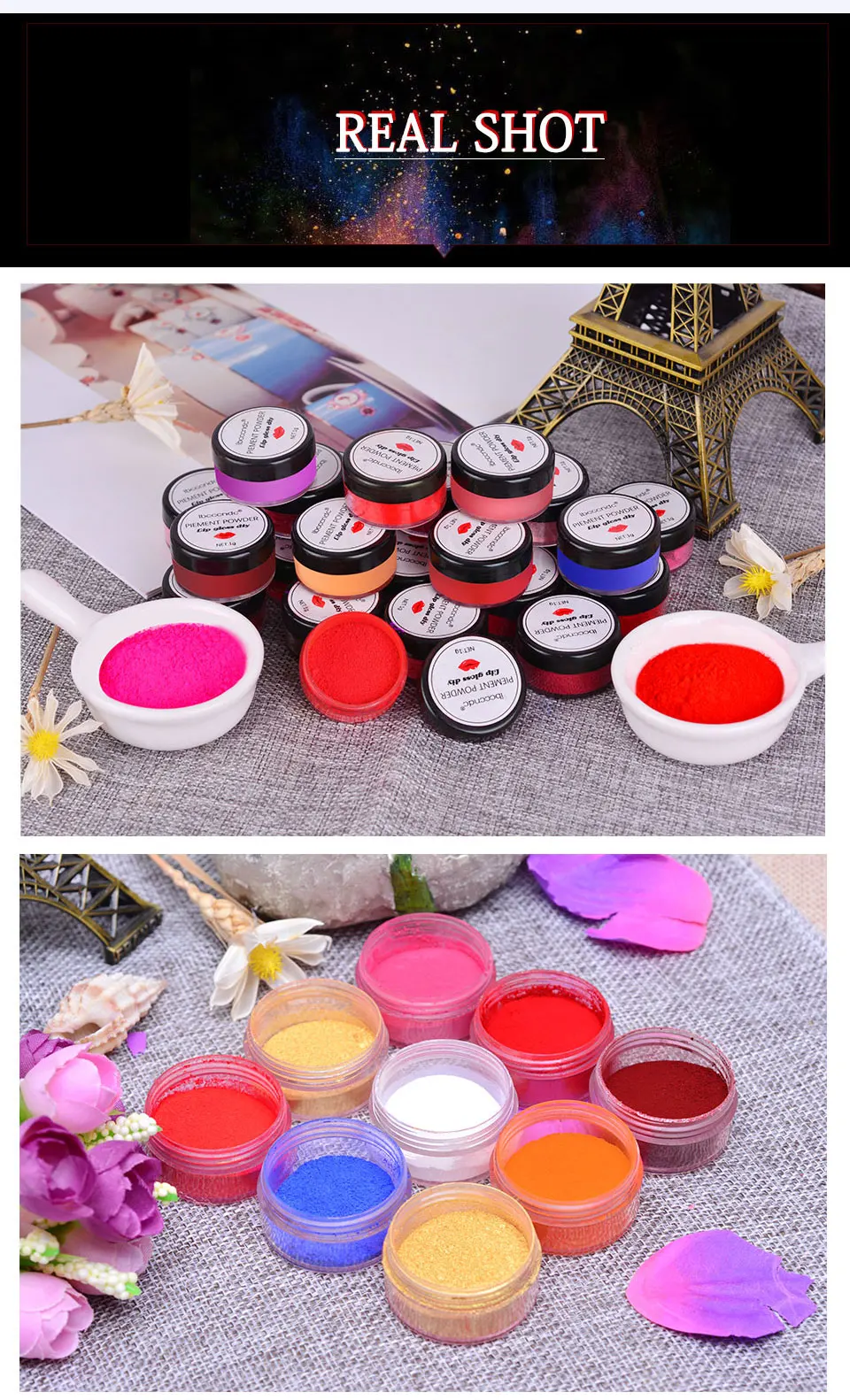 38-65 colors Pigment Powder Glaze Pigment Lipgloss Making Kit Long Lasting Lips Makeup  Diy Lip lipstick Gloss Material