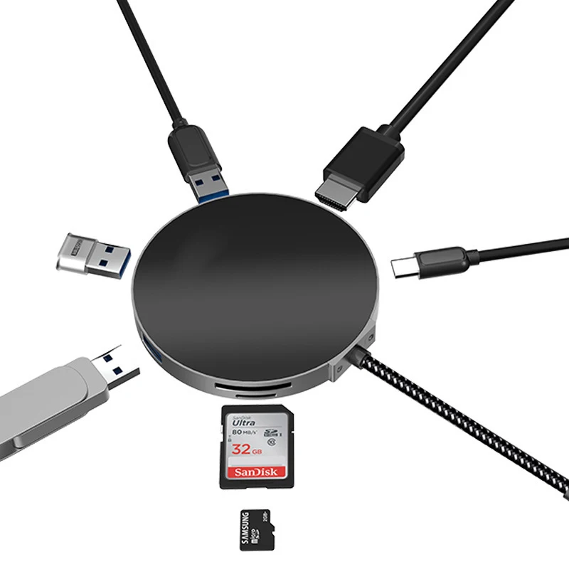 Один адаптер Type-C для USB 3,0 PD HD SD TF быстрое зарядное устройство адаптер концентратор для Macbook