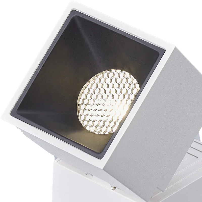 LED Surface-mounted square folding spotlights for home use without openings, adjustable angle honeycomb anti-glare downlights
