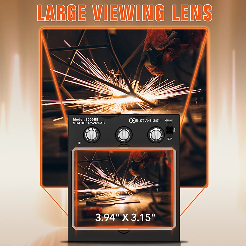 TRQ  Dark state decal din5-9/9-13 100*80mm large field of vision welding helmet