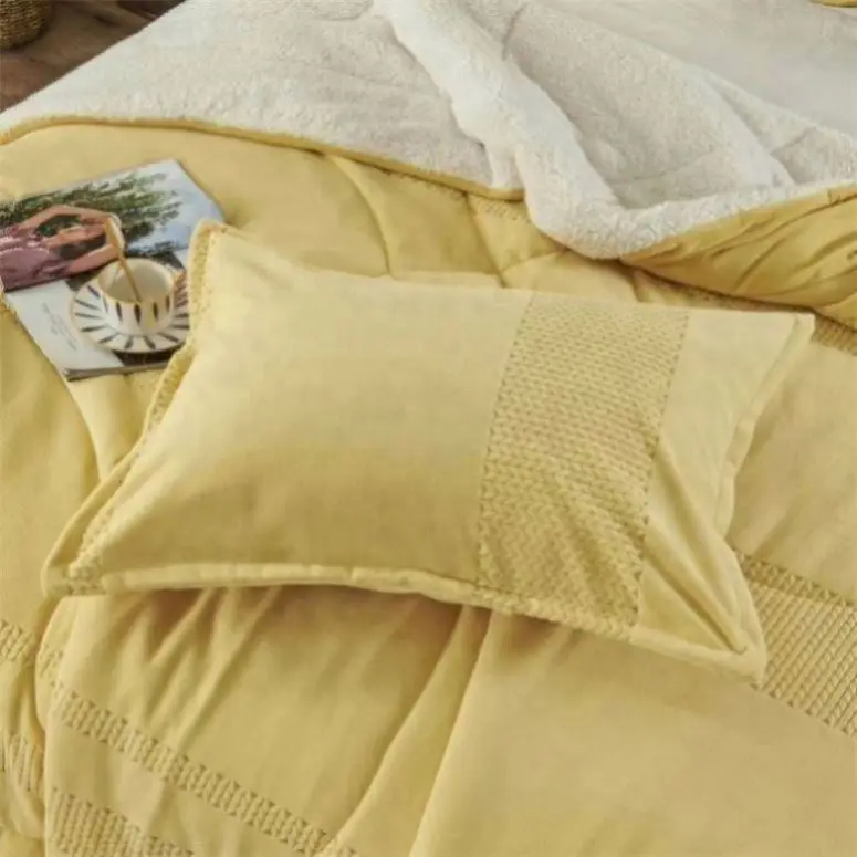 jacquard  super soft solid flannel Bed Comforter embroidery Hotel Blanket bedding set bedspread quilt china