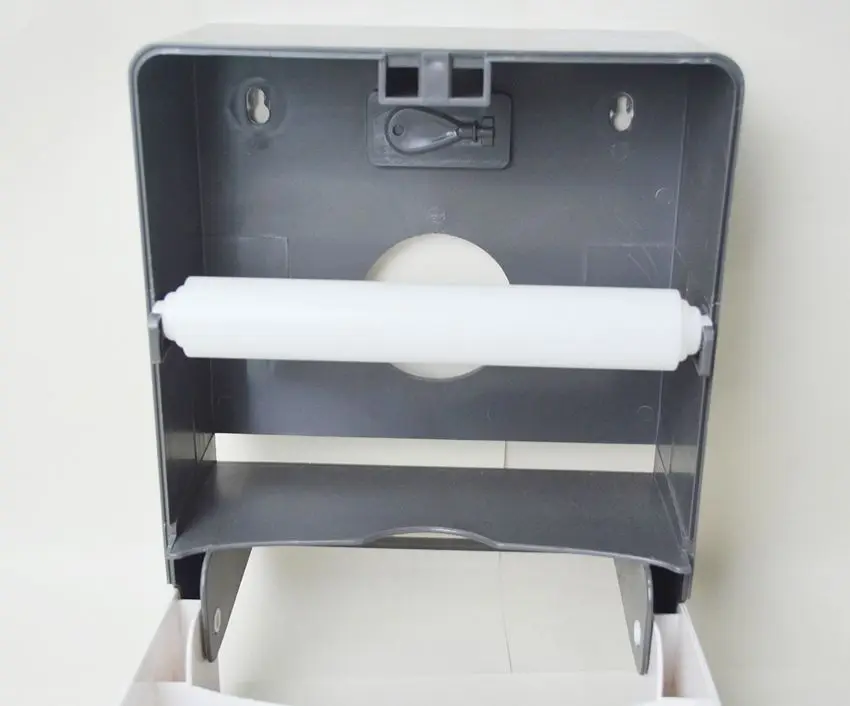 Wall mounted ABS plastic white black V fold large capacity square jumbo paper towel dispenser