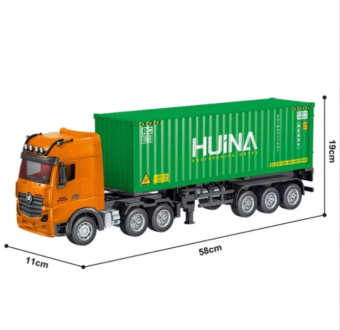 HUINA 1317 1/18 scale simulation model car foreign trade container truck 9 channel engineering truck vehicle