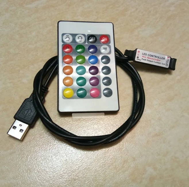  Мини USB RGB светодиодный свет контроллер + 24-кнопочный ИК-пульт дистанционного управления для 3528 5050 светодиодные