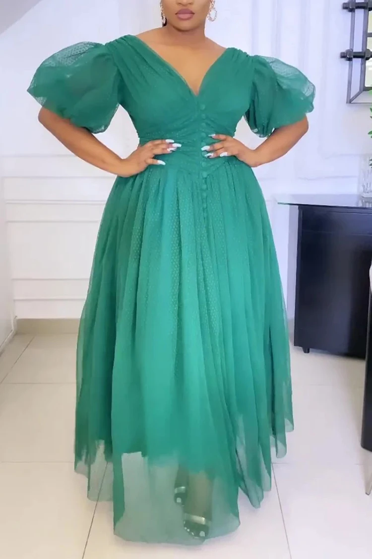 Purple Skirt Ruffles Tulle Birthday Party Dresses Transparent Mesh V Neck Evening Dress For Women