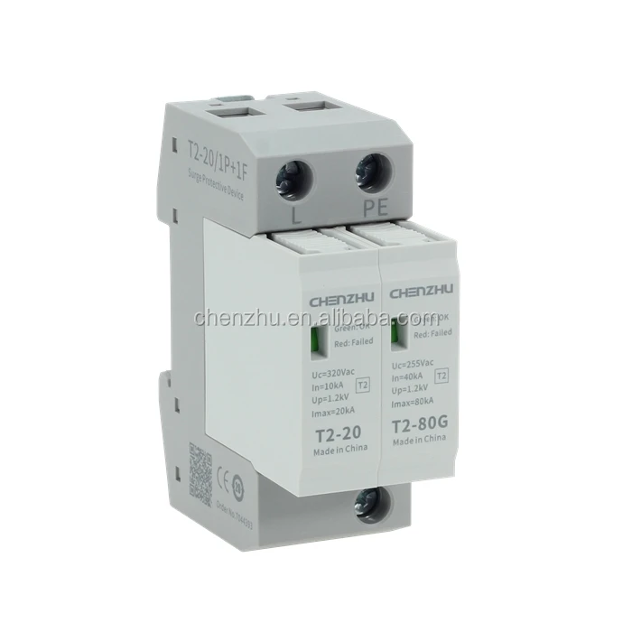 T2-20/1P + 1F питания переменного тока, сетевой фильтр СПД (220/380VAC; Однофазный TT; Дюймов = 10kA выходной сигнал тревоги) chenzhu от перенапряжения переменного тока