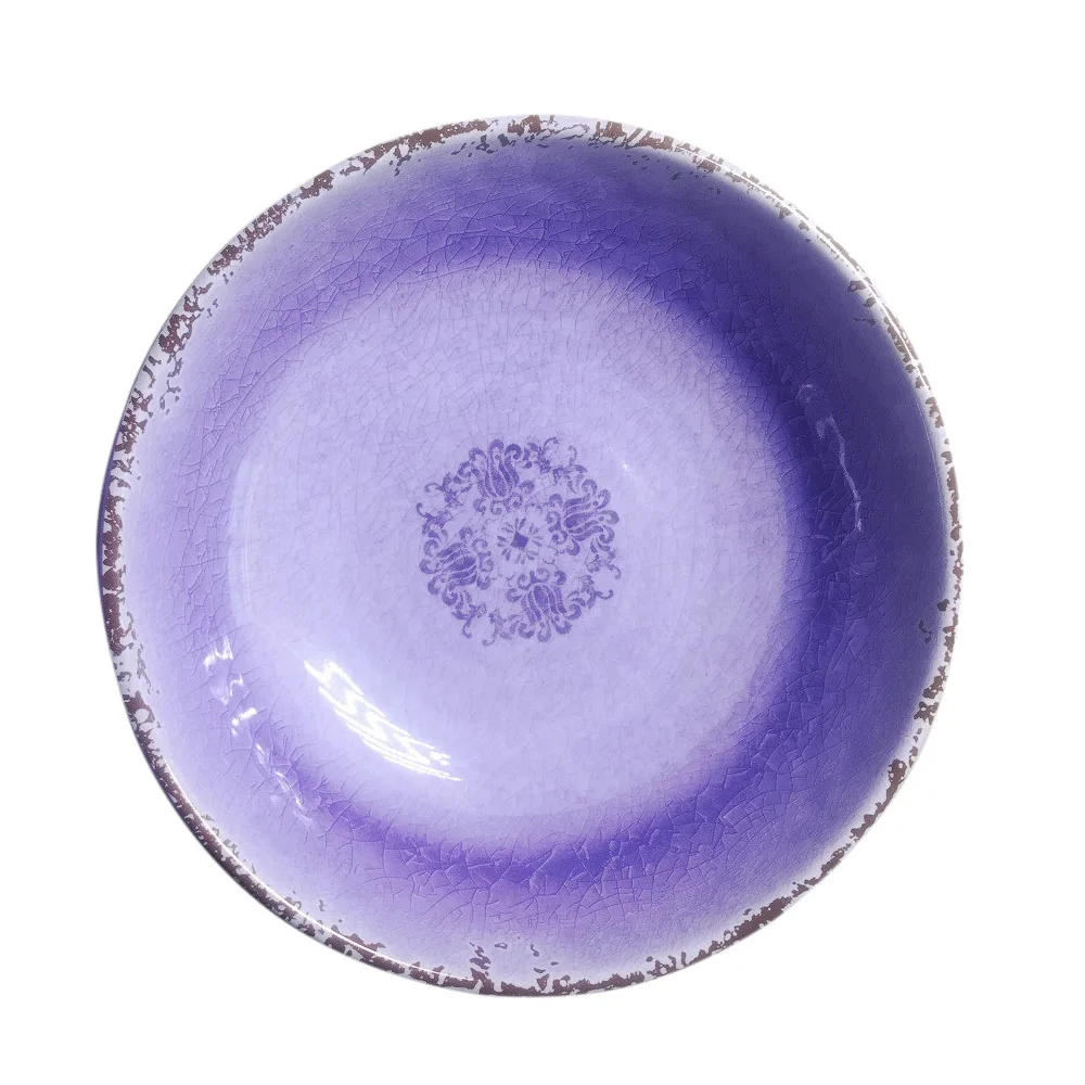 purple rustic design ice crackle melamine dinner plates salad bowl tableware dinnerware set