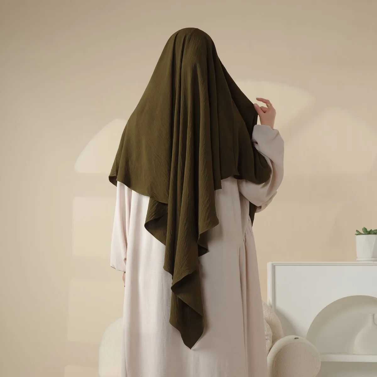 New Crepe 1-Layer Khimar Hijab for Women Crepe hijab Soft Lightweight Long Head Shawl Wraps Saudi Niqab