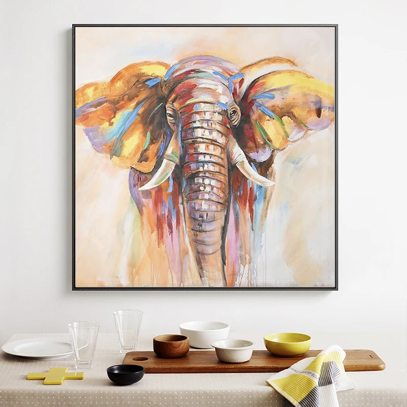 
Modern Abstract Watercolor Elephant Oil Painting on Canvas Posters Prints Cuadros Wall Art Pictures For home decor 