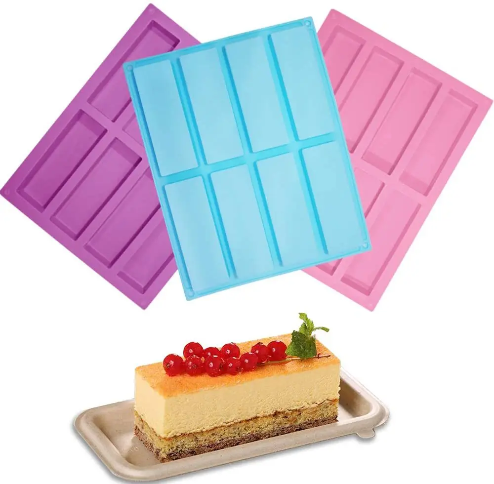 8-Cavity Granola Bar Cereal Bar Molds silicone soap molds rectangle silicone rectangle molds for baking