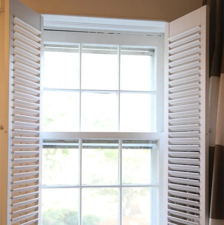 Luxury Style Bathroom Bedroom  White Color  PVC Plantation Shutters High Grade PVC Material Window Shutters