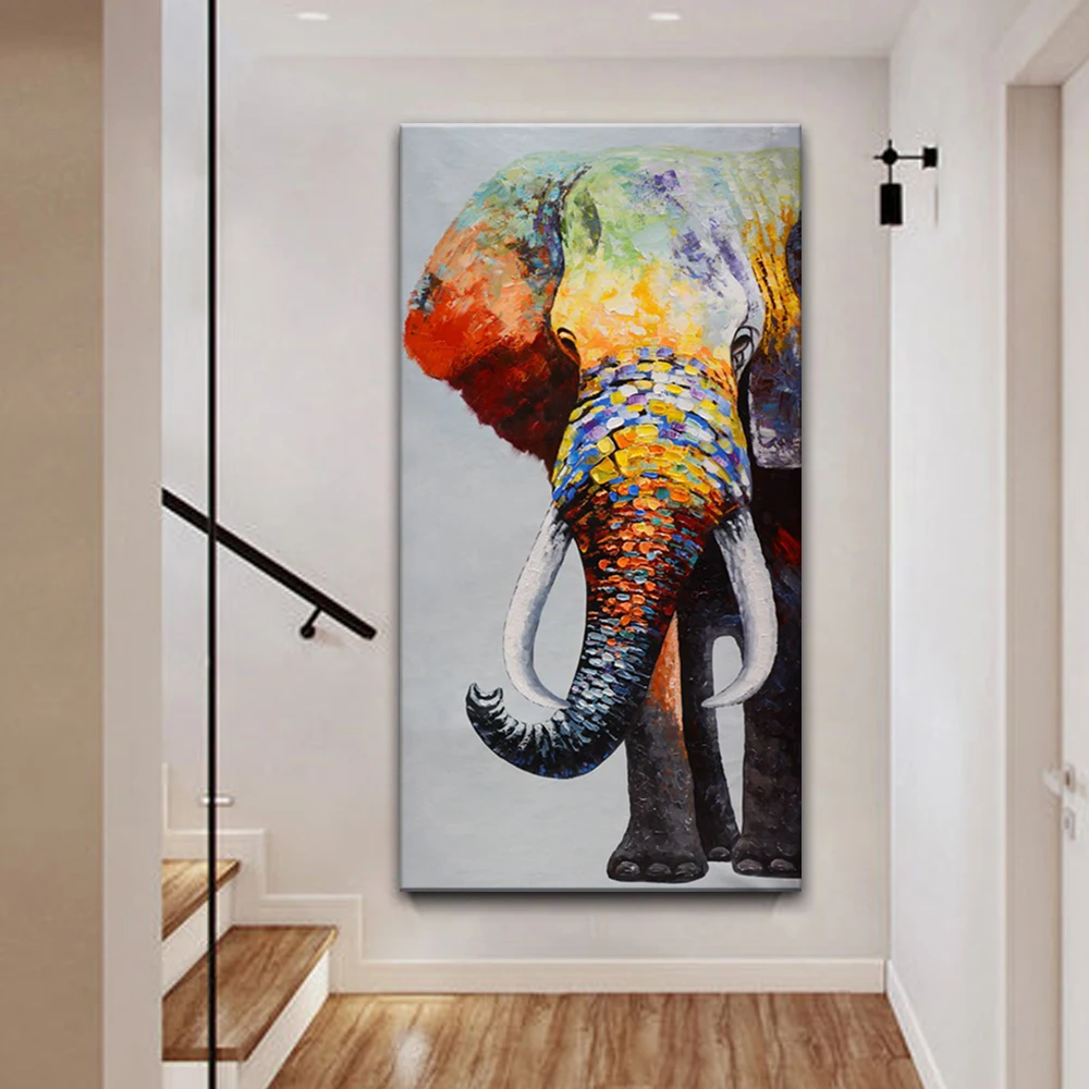 TOPART African Elephant Animal Room Hanging Canvas Picture Large Size Wholesale High Quality Oil Painting Wall Art for Sale