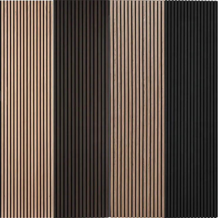 China Manufacture Sound Blocking PET Base Wooden Slatted Acoustic Panels For Interior Decoration