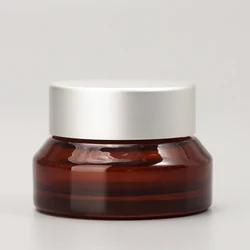 Wholesale ECO Friendly Reusable Jar for cream 1oz 2oz 30g 50g 100g Atter Shoulder UV Frosted Brown Clear Glass Cosmetics Jar 20g