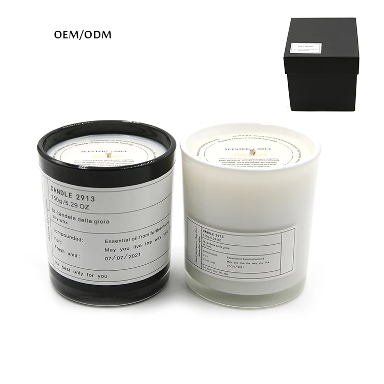 Wholesale black and white painted soybean wax scented candles