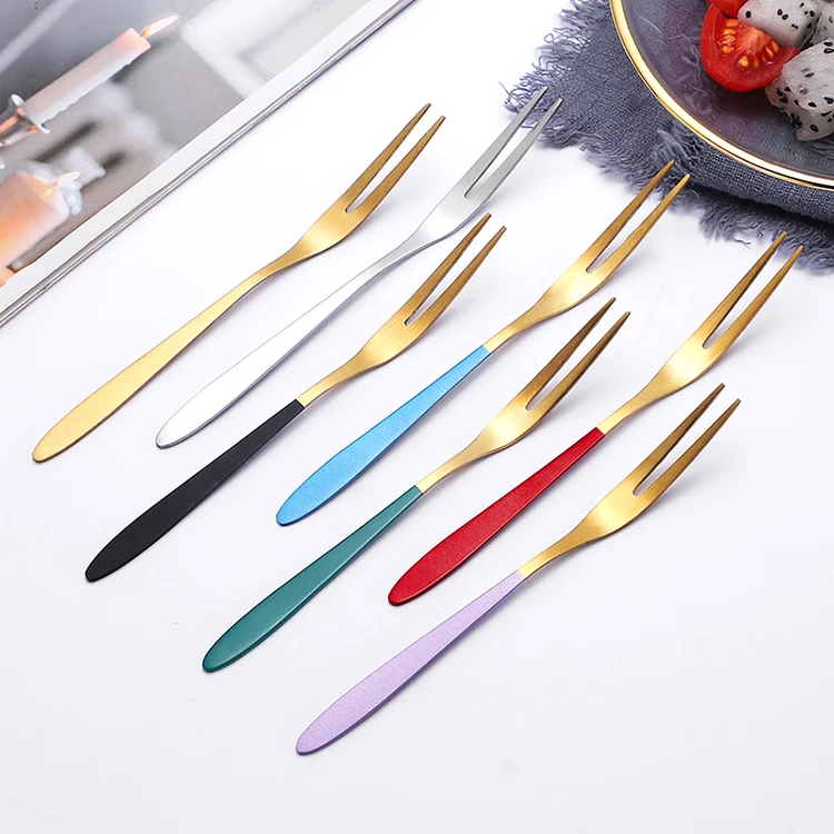 Custom Logo Mini Desserts Fork 18/8 Stainless Steel Fruit Mooncake