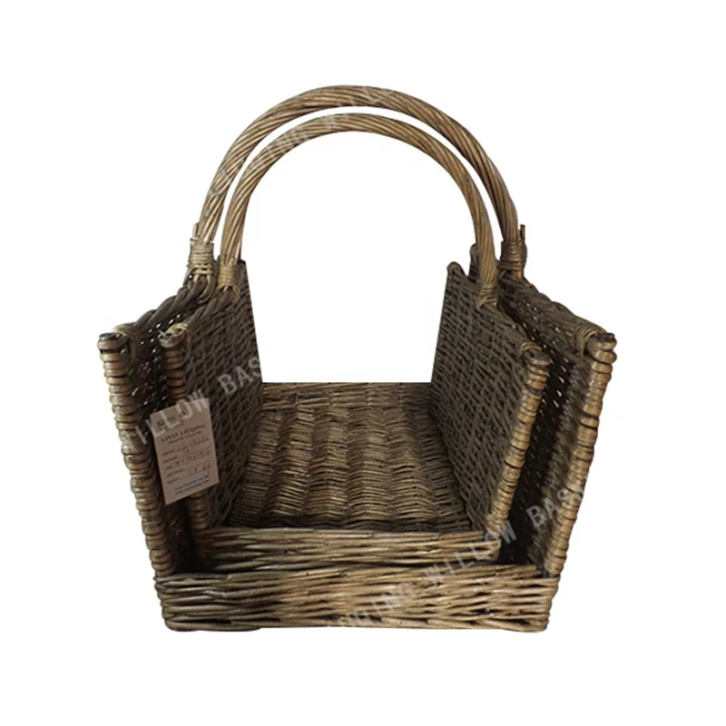 Factory wholesale wicker fire wood basket /wicker log carrier basket /wicker log holder