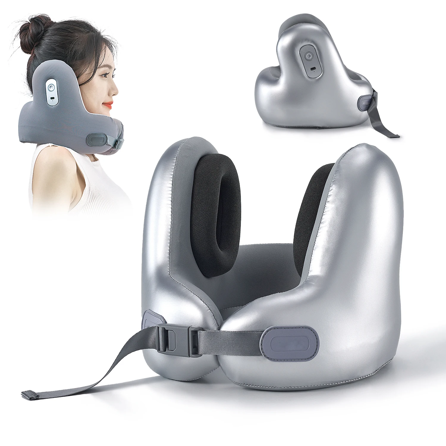 Multi-Functional Noise Reduction Bluetooth Travel Pillow Neck Sleep Pillow Neck Pillow for Airplane Office Camping