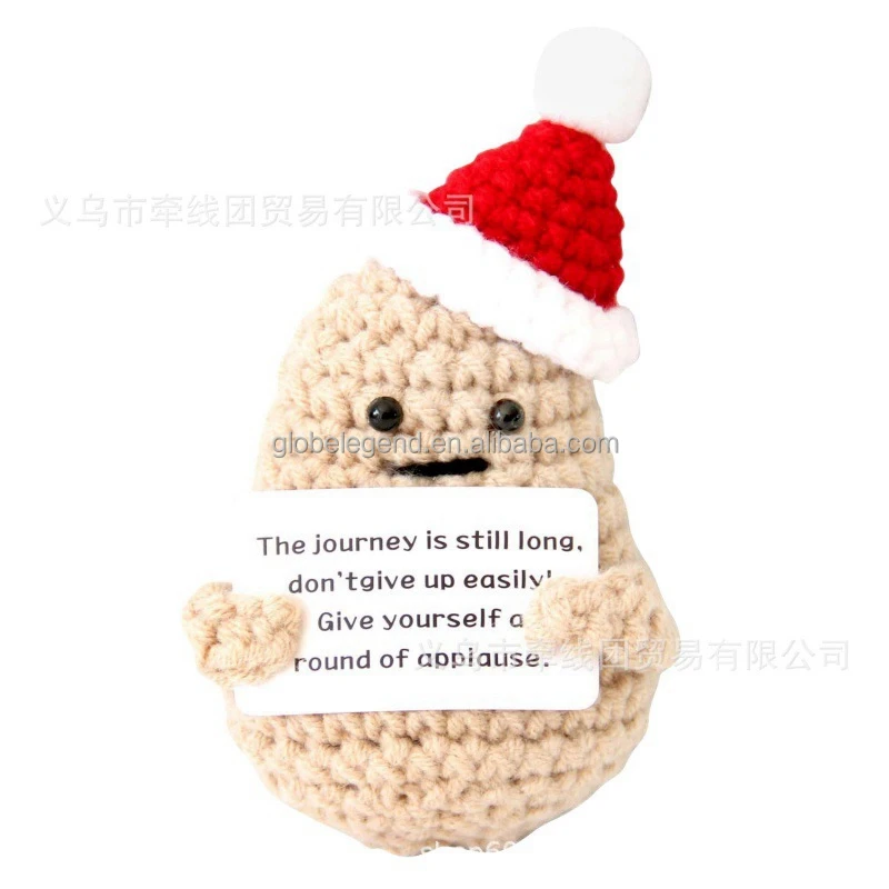 2024 Hot Selling Popular Handmade Emotional Support Pickled Positive Crochet Frog Stuffed Plush Doll Small Cucumber Crochet Toys