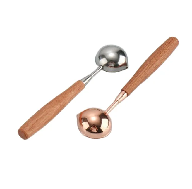 Оптовая продажа, Золотая ложка с деревянной ручкой для печати воском хорошего качества