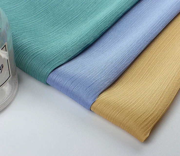 Polyester Charmeuse Wrinkle Crinkle Crepe Glazed Pleated Two Way Stretch Glossy Silk Satin Fabric