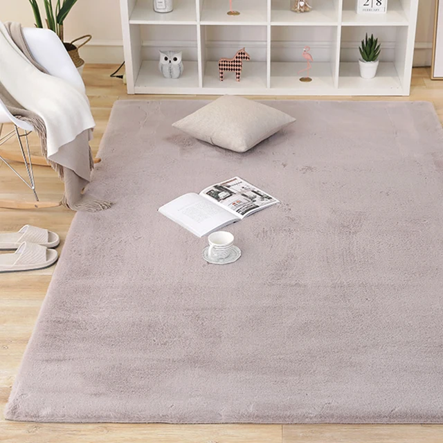Washable Ultra Soft solid color Faux Fur Rug Shaggy Faux Rabbit Fur Carpet for Bedroom Dining Room Living Room