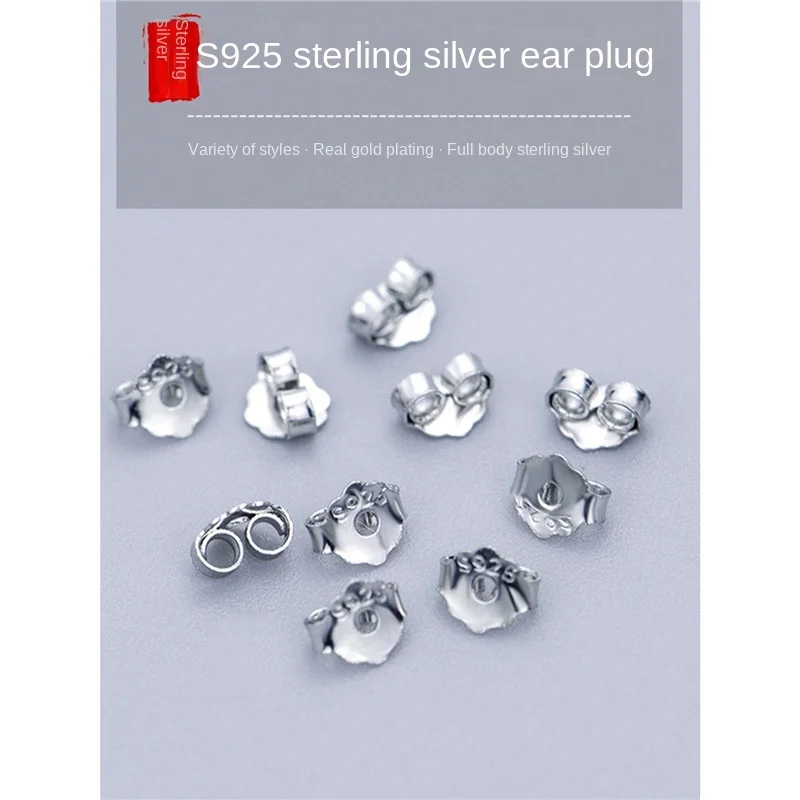 925 Sterling Silver Butterfly Ear Plug 4mm Ear Back Stud Ear Cap and Earring Protection Accessories