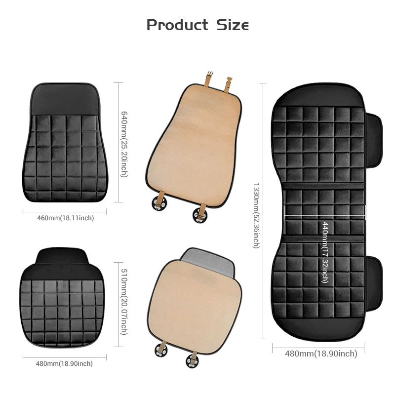 SEAMETAL Plush Automobiles Seats Cover Set Universal Vehicles Seat Protector