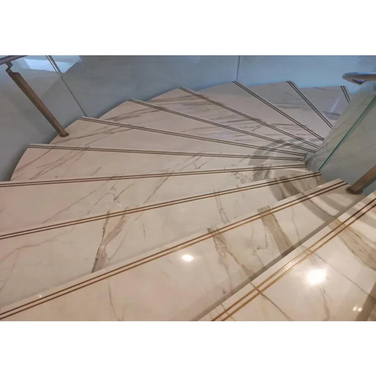 SHIHUI Modern Design Chinese Panda White Natural Stone Graphic Design Contemporary Hotel White Marble Stairs Treads for Sale
