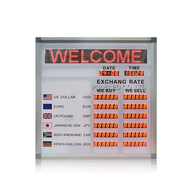 Высокое качество плата за обменный курс иностранной валюты Красный дисплей высокой яркости знак обменного курса для банковской компании