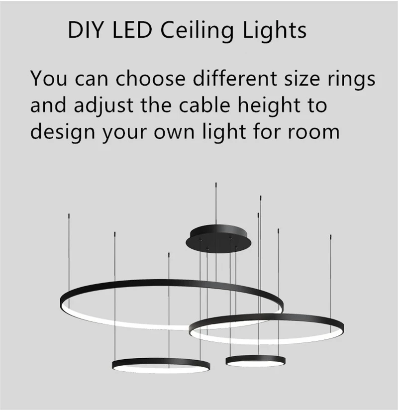 Home Lighting Ceiling Pendant Circle Lamps For Interior Design Engineering Lighting New Modern Led Round Ring Chandeliers