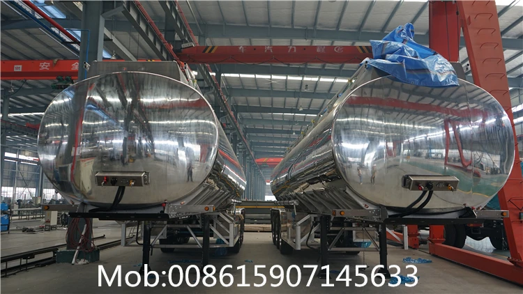 40000L Aluminum lubricant oil fuel gas storage tank lubricant vegetable cooking crude palm oil tank trailer for sale