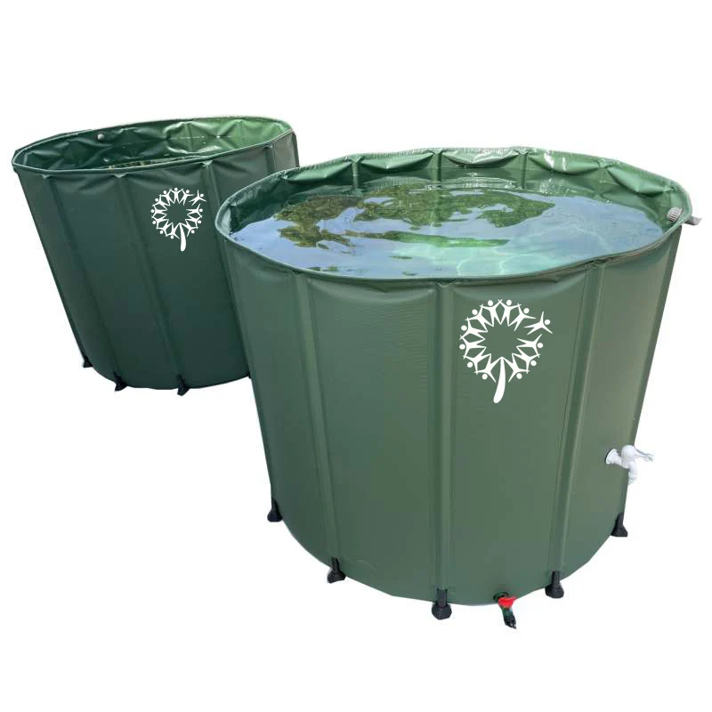 custom outdoor PVC plastic 100L 225L 400L 750L 1000L compressible foldable  butt bucket  rain barrel rainwater collection bag