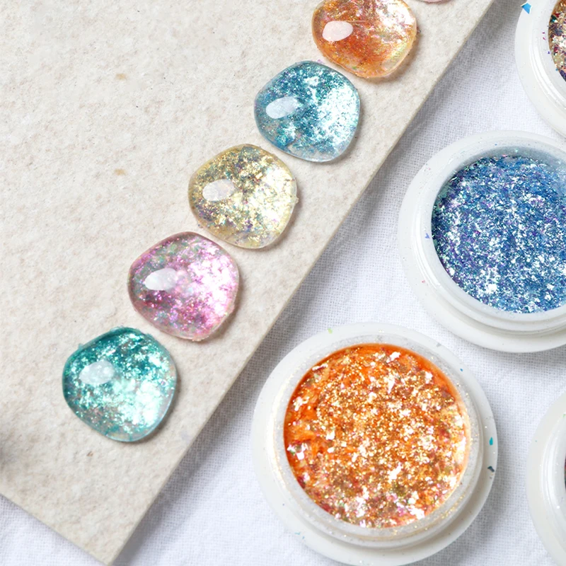 Manufacturer New Arrival 6 Colors Set Flakes Pigment Nail Art Decoration Nail Sequins Glitter Nail Powder