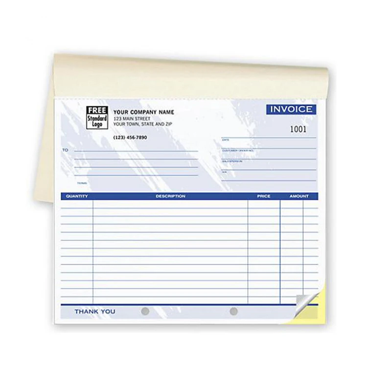 custom 2 pages carbon-less copy paper duplicate invoice pads receipt book printing design for a business