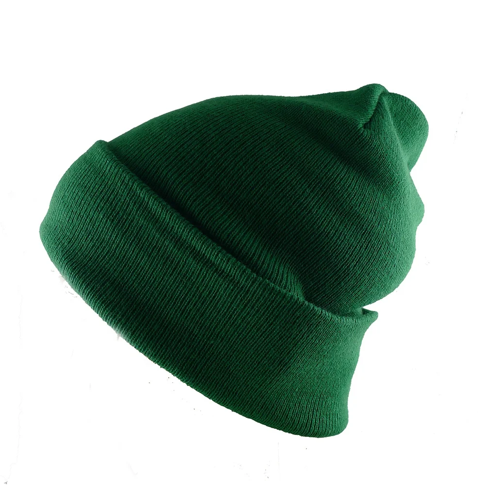 Solid Color Knitted Ski Winter Long Cuff Beanie Hats Toques Skull Cap for Women Men