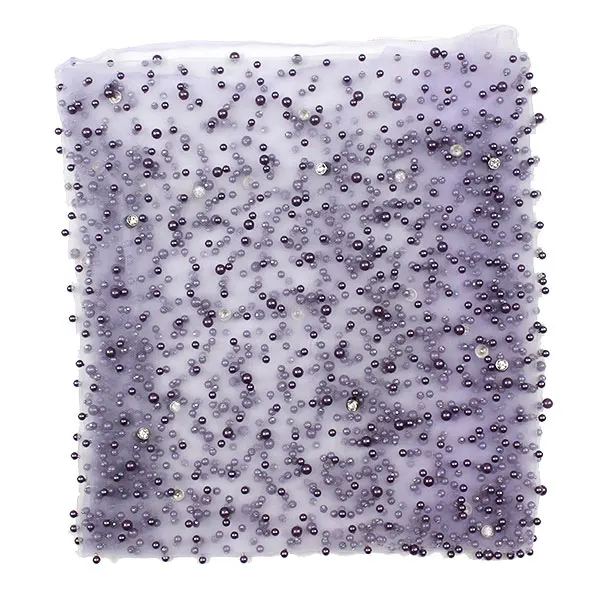 Water soluble net swiss voile high quality with crystal white heavy beaded pearl tulle lace fabric